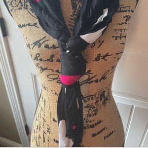 Black, white and hot pink scarf